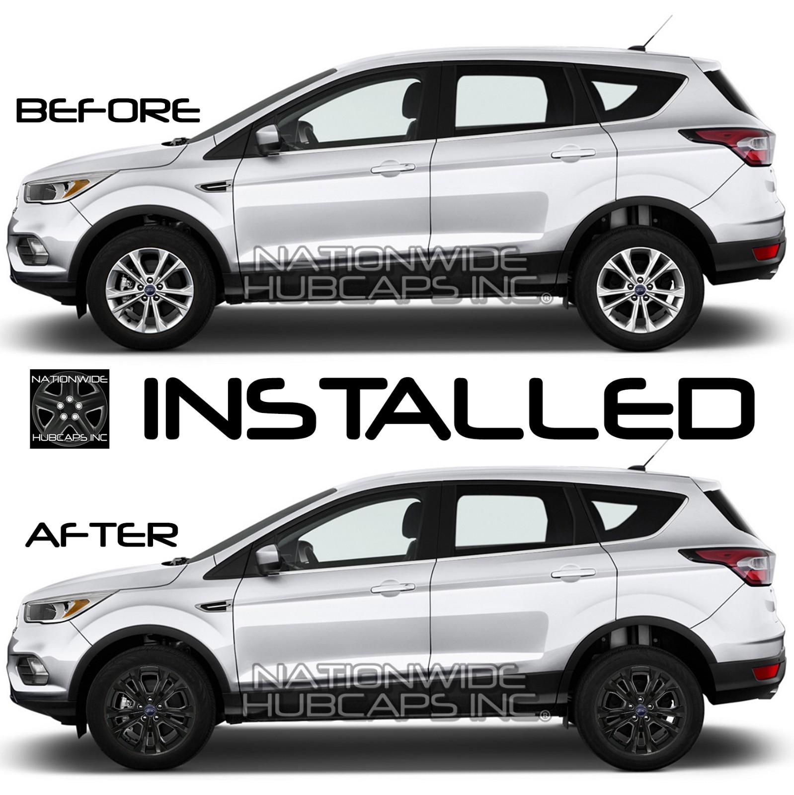 4 Black 2017 18 19 Ford Escape SE 17" Wheel Skins Hub Caps Alloy Rim Full Covers