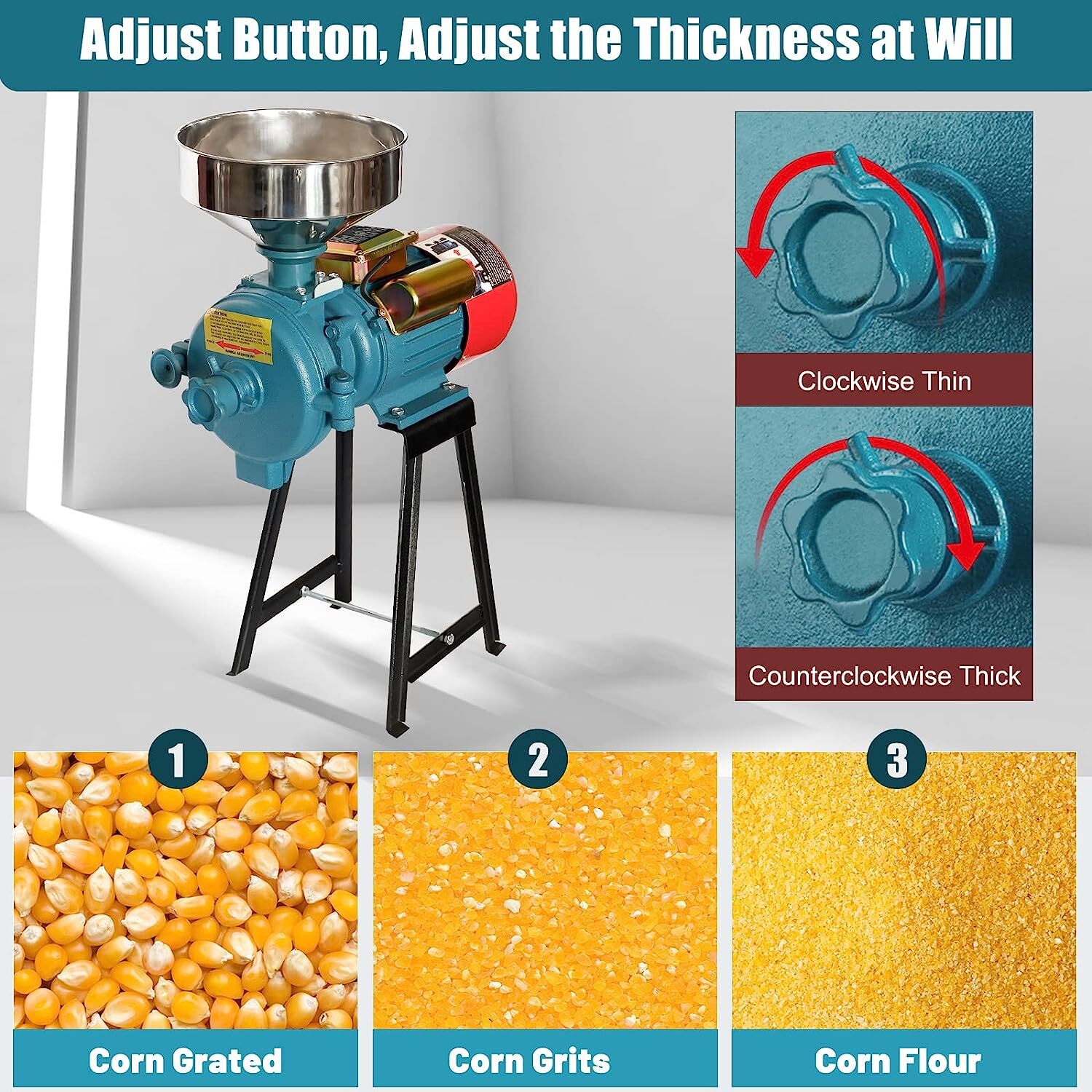 NAIZEA 3000W Electric Grain Mill Cereals Corn Grain Coffee Wheat Feed Machine