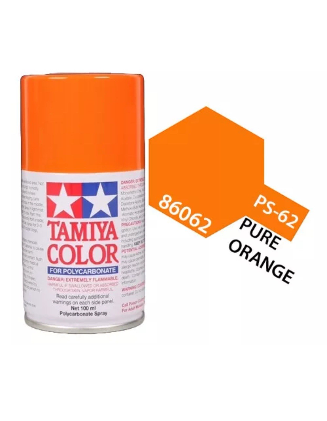 Tamiya 86062 PS-62 Pure Orange Polycarbonate Spray Paint 100ml TAM86062 - NEW