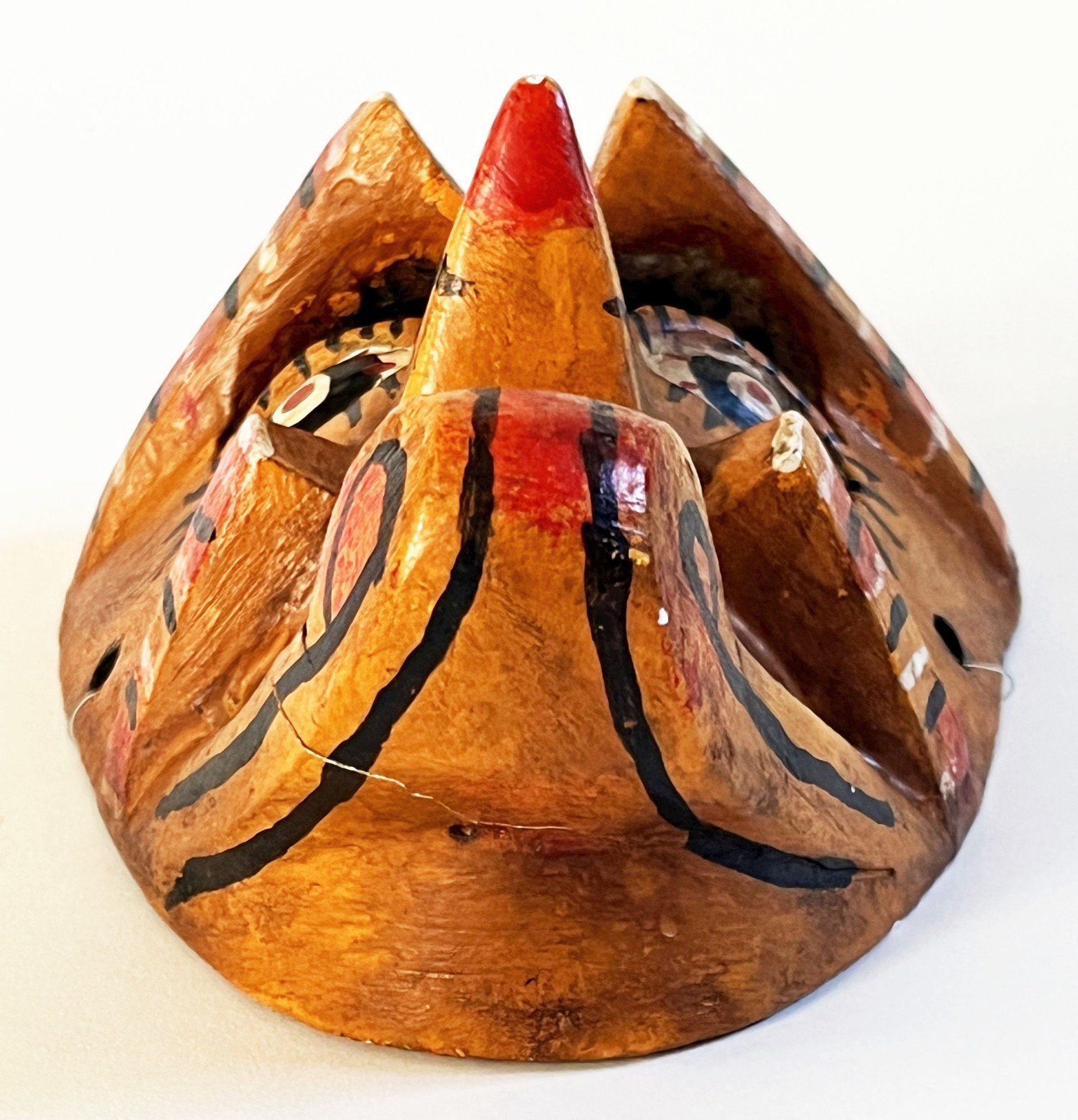 VTG MEXICAN GUERRERO FOLK ART HAND CARVED WOOD MORO CHINO CULTURAL DANCE MASK