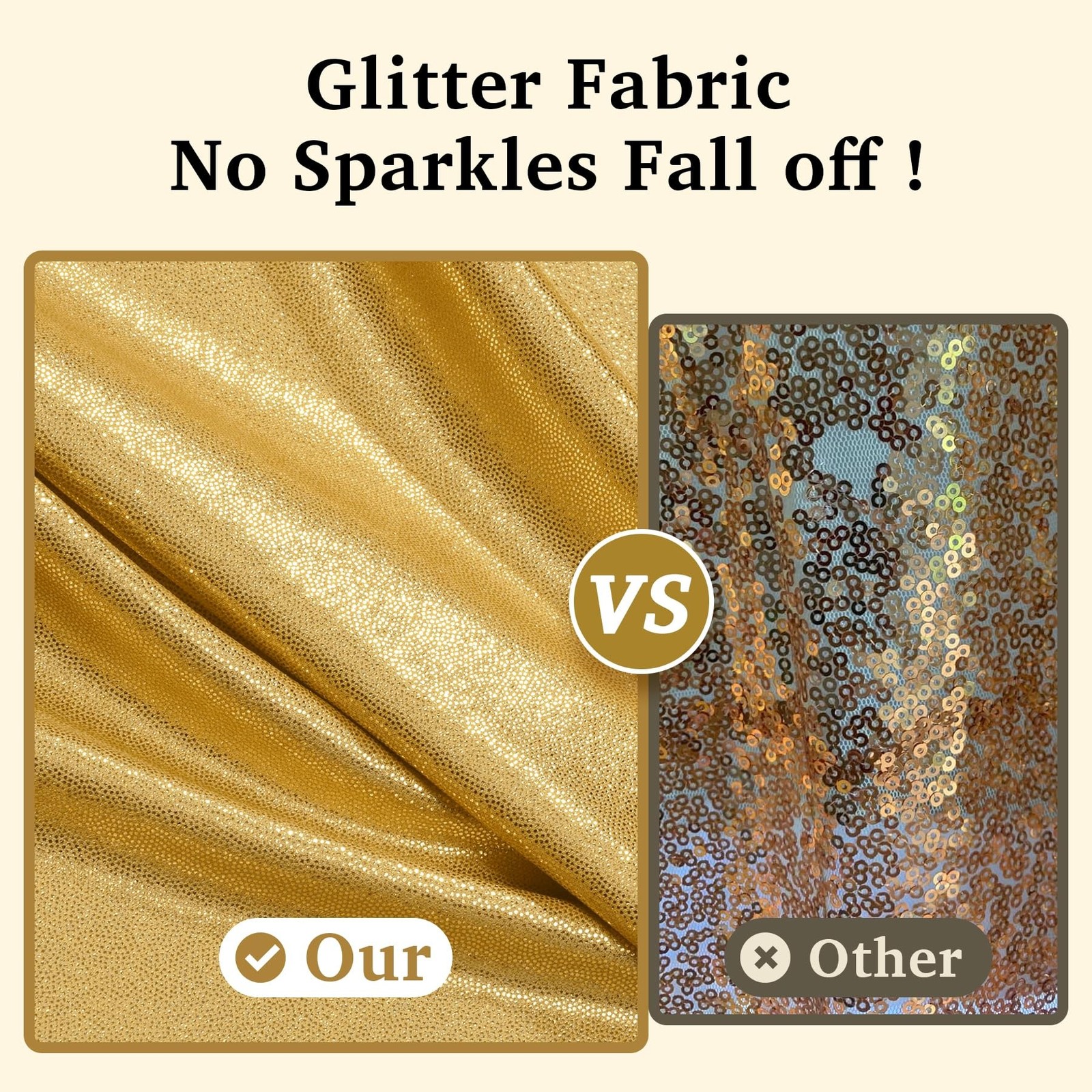 10ft x 10ft Gold Sequin Backdrop Curtain for Parties, Wrinkle Free Thick Glit...