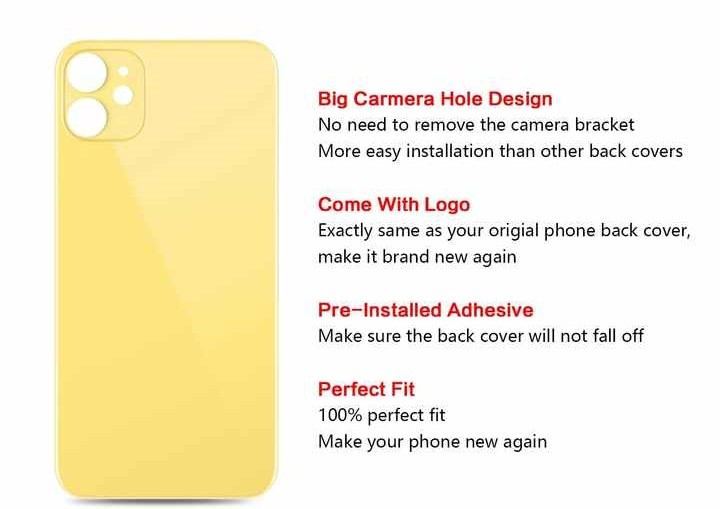 Replacement Rear Back Glass Big Hole For iPhone 17 16 15 14 13 12 11 XS XR X Lot