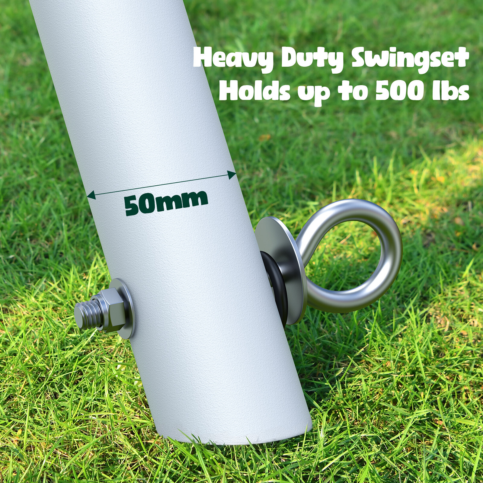 Hapfan 500lb 6.5ft Heavy Duty Metal Swing Set for Backyard with 50" Saucer Swing