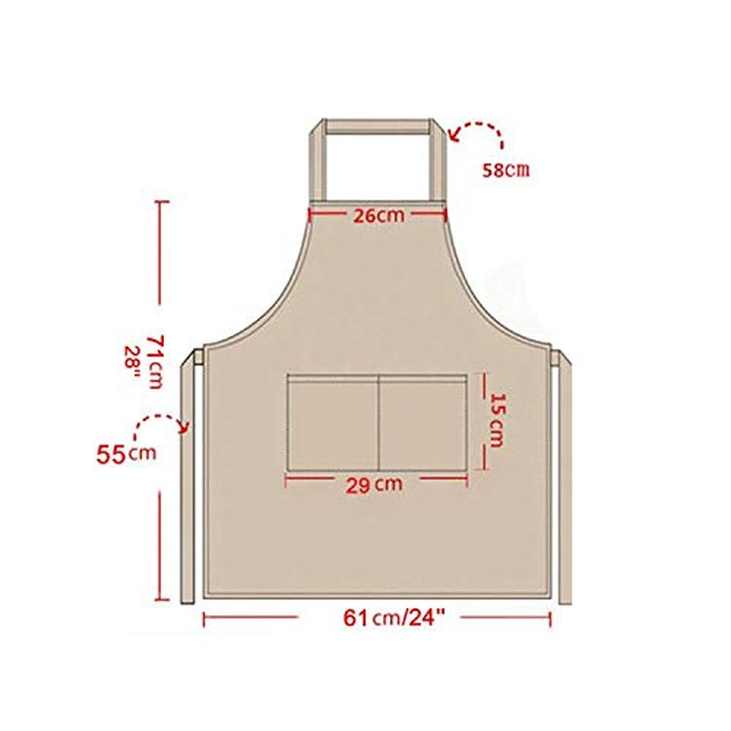 Total 6PCS White Apron for Women Adult Unisex Plain Color Bib aprons with 2 F...