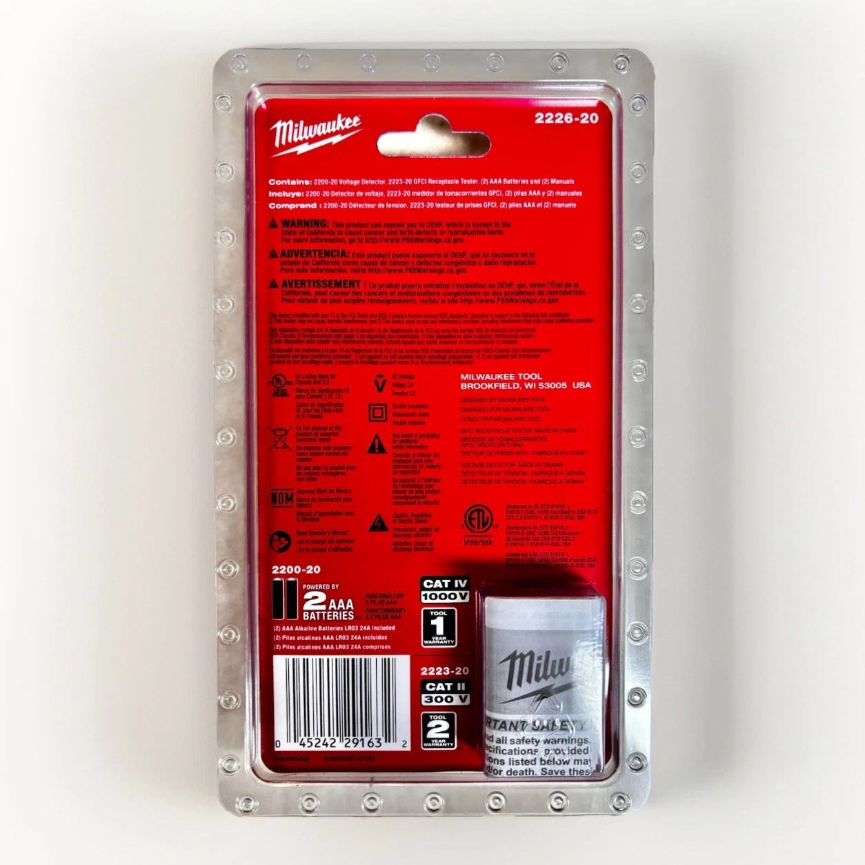 Milwaukee GFCI Receptacle Tester & Voltage Detector 2226-20 - New & Sealed