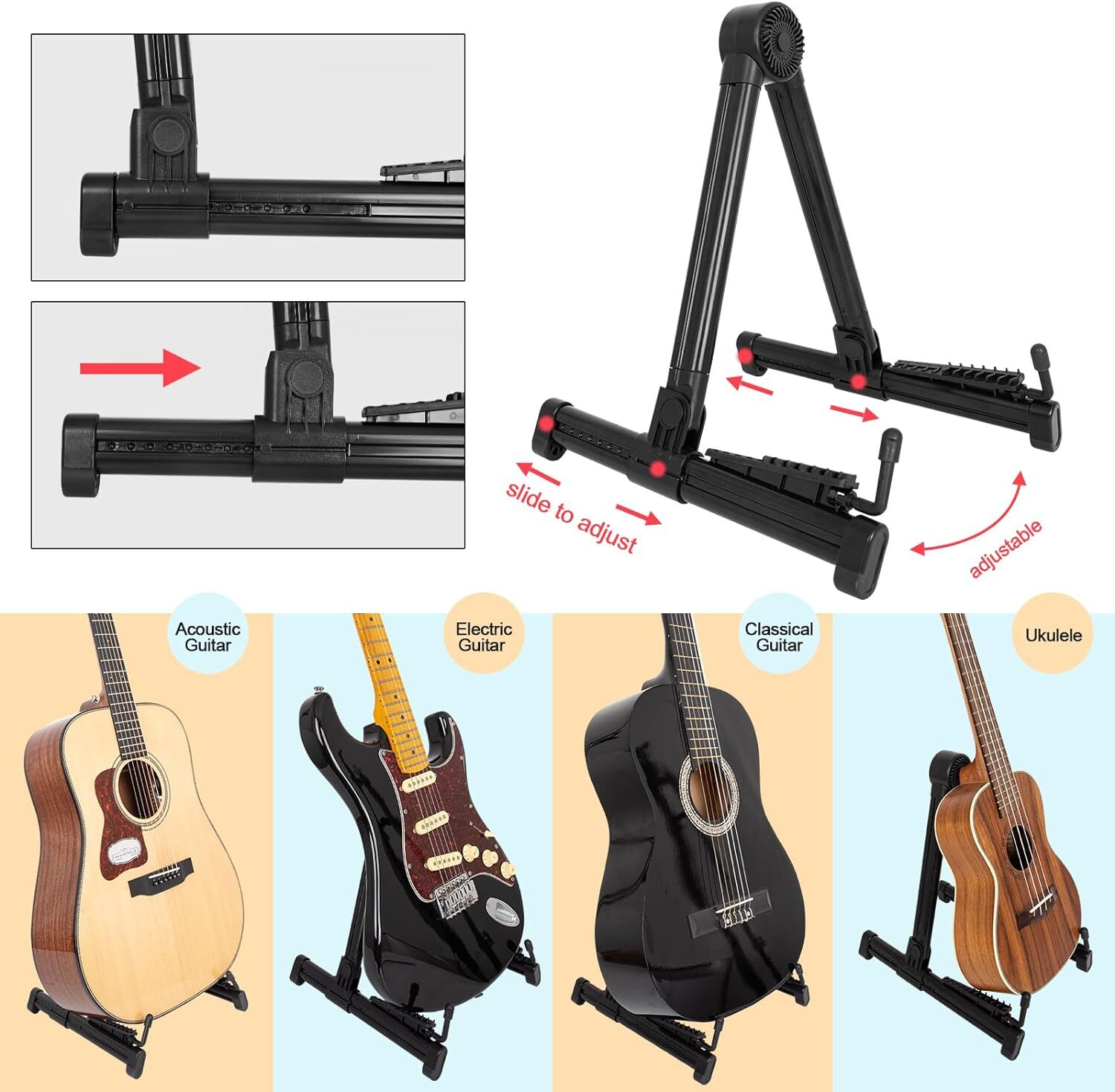 Foldable Universal Guitar Stand Floor A-Frame for Acoustic Electric Guitar Bass