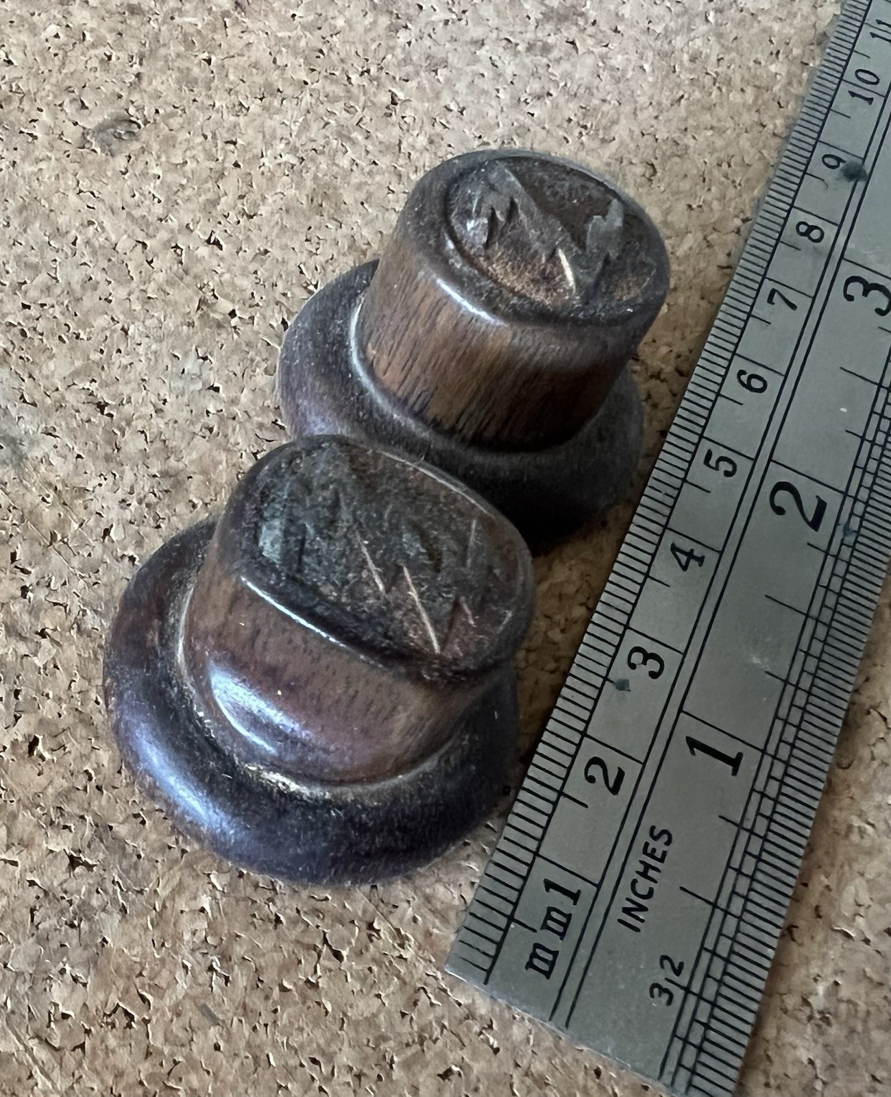 Lot of 2 Different Vintage Zenith Tube Radio Wood Control Knobs