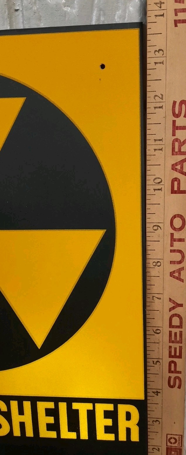 Vintage Original Fallout Shelter Sign Cold War 1960s Era Department of Defense
