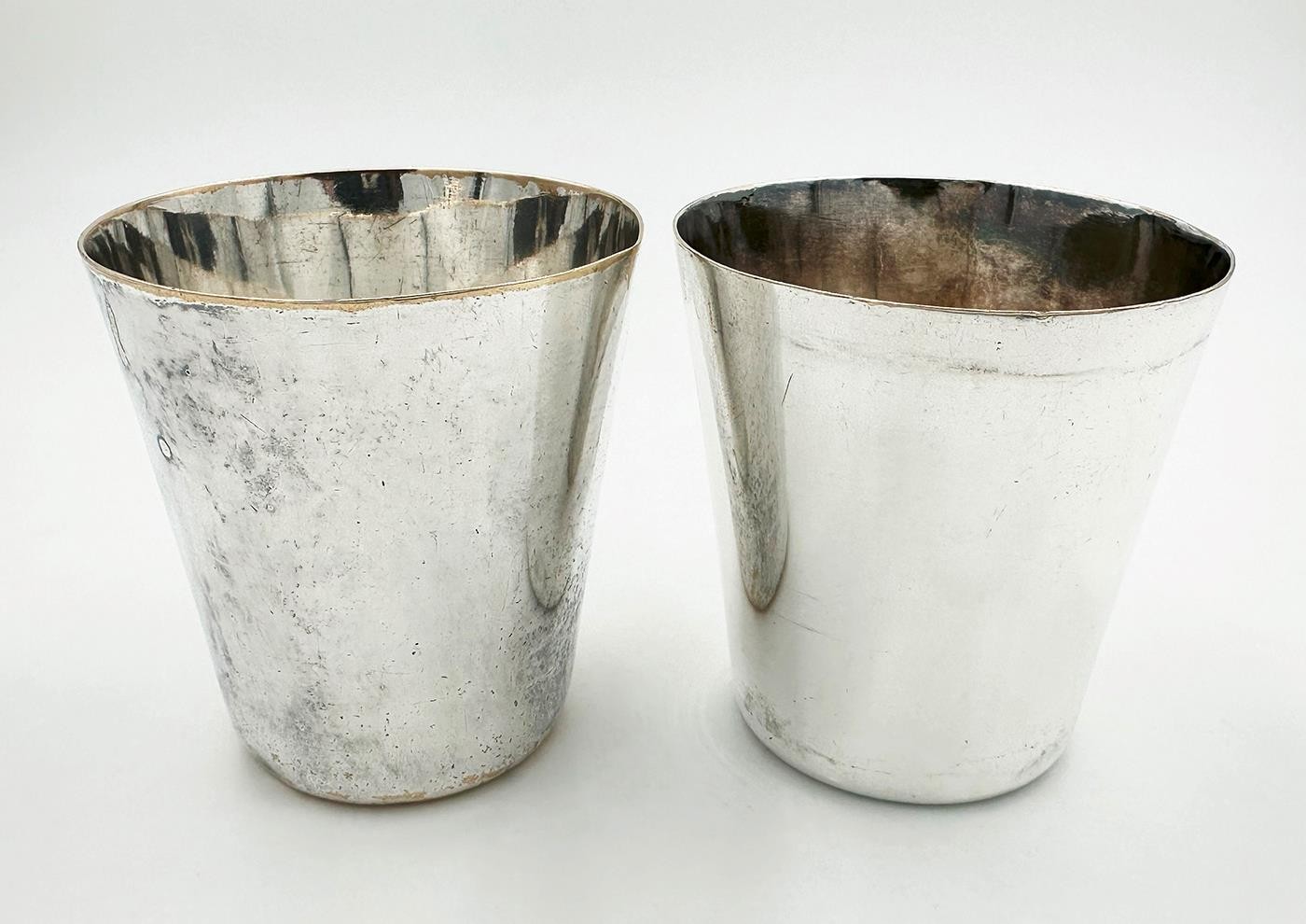 ANTIQUE PAIR BEAKERS OLD SHEFFIELD PLATE GEORGE III c1800