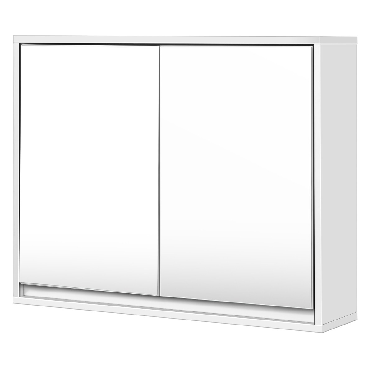 Wall Mounted Bathroom Storage Cabinet Organizer Shelves with Double Mirror Door