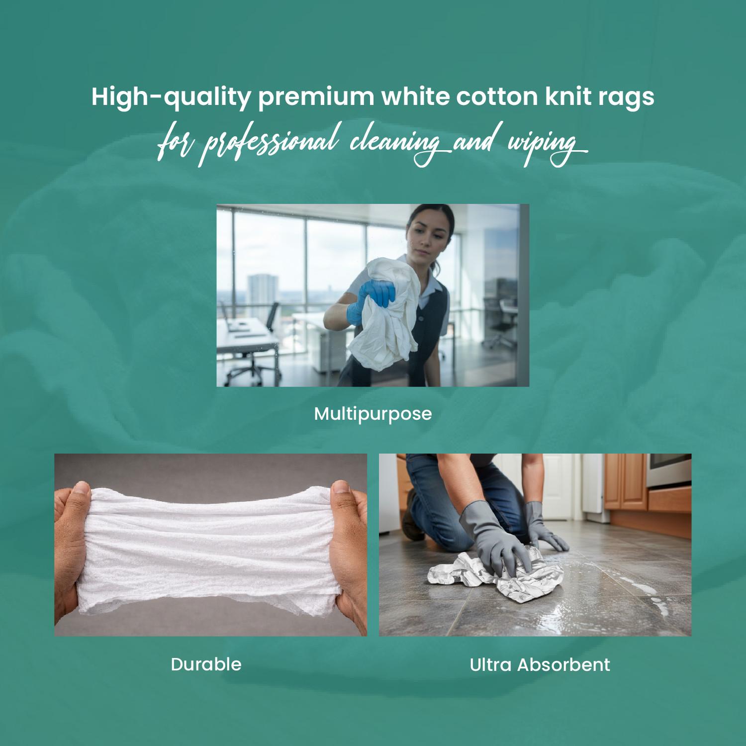 White Knit Rags 50 LB Box - T-Shirt Wiping Bulk Cleaning Cloths