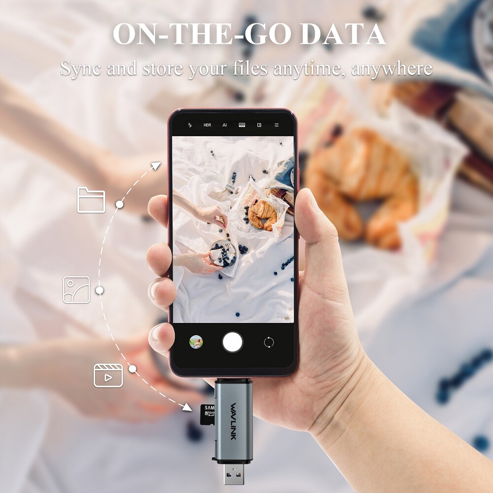 Micro USB OTG to USB A/C Adapter SD/Micro SD Card Reader With Standard USB Male