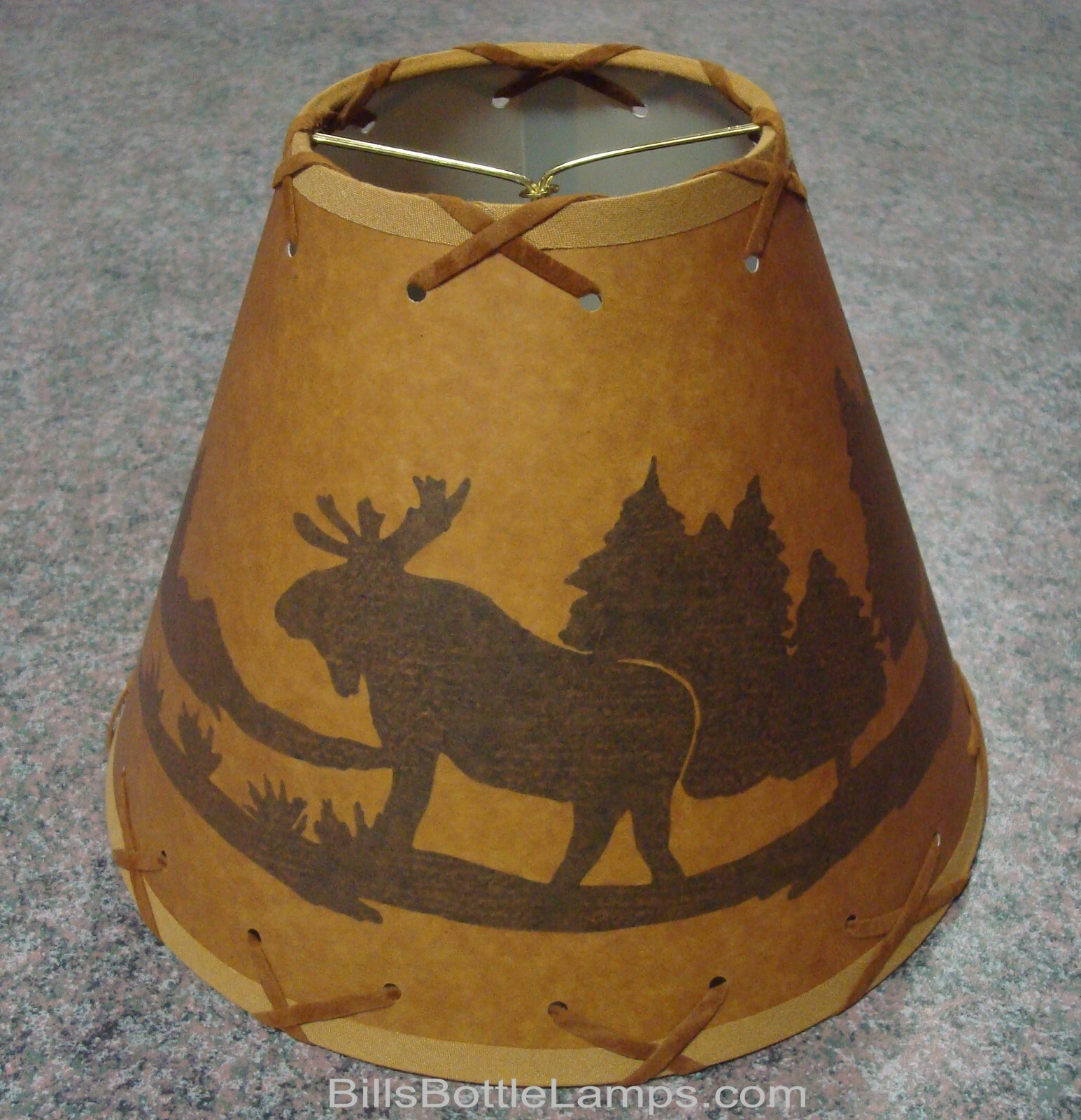 MOOSE Table Light Cabin Cottage LAMP SHADE Clip-On Bulb Style 9" inch Laced Cone