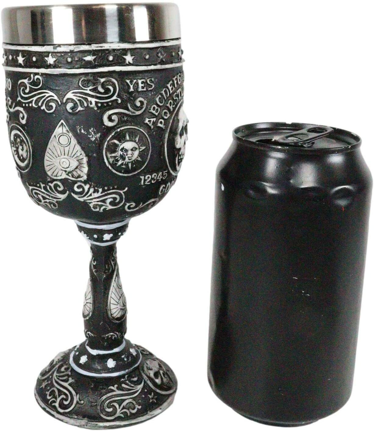 Ebros Spirit Board Ouija Wine Goblet Skull Witchcraft Dark Arts Home Decor 7"H