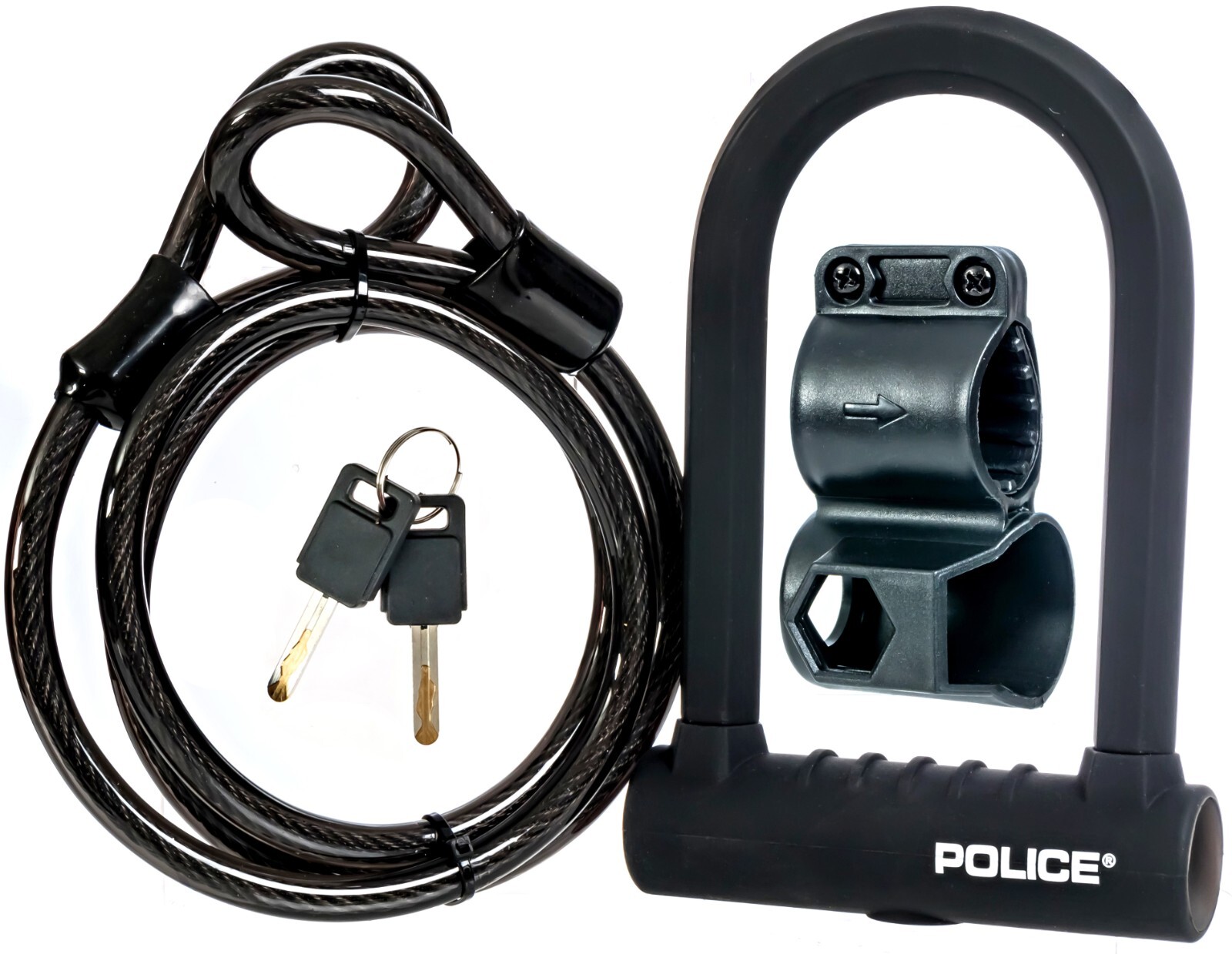POLICE Bike U Lock With Cable Heavy Duty Bike Lock Scooter Lock with Keys