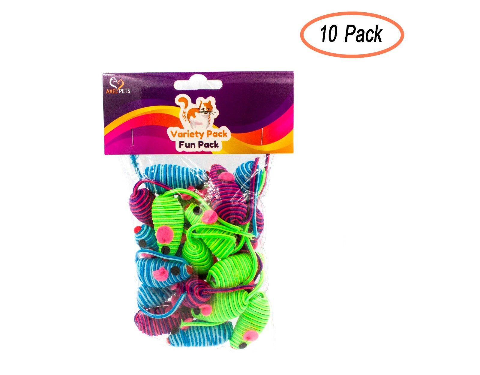 20 Hypno Colorful Mice Rattle Sound Interactive Catch Play Teaser Cat Toy Mouse