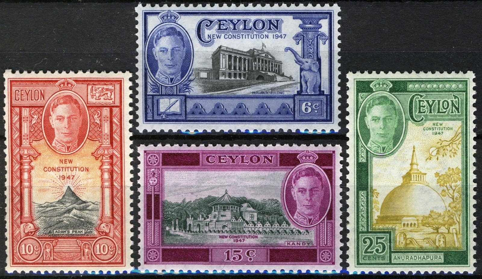 Ceylon 1947, New Constitution set MNH, Mi 248-51