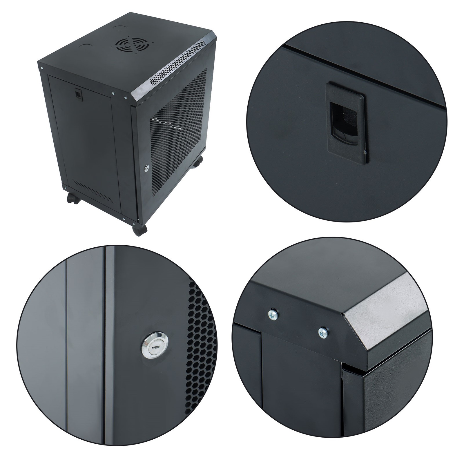 12U Wall Mount Network Server Rack Cabinet Enclosure 15.5'' Deep Door Lock