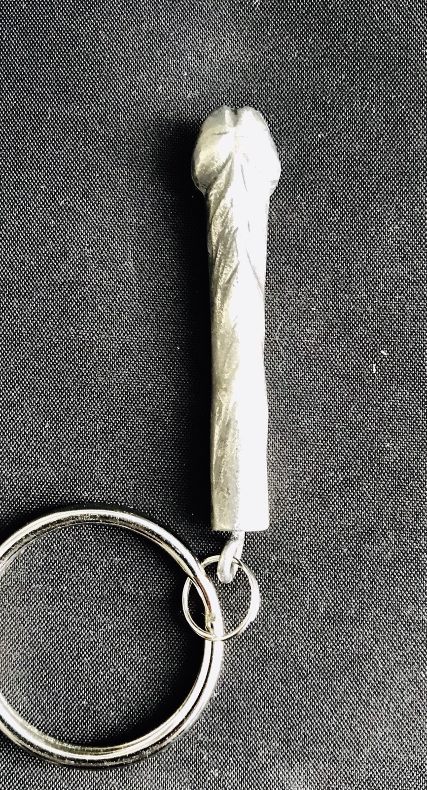 DICK HEAD PENIS  PEWTER SILVER METAL KEYCHAIN FROM 60s