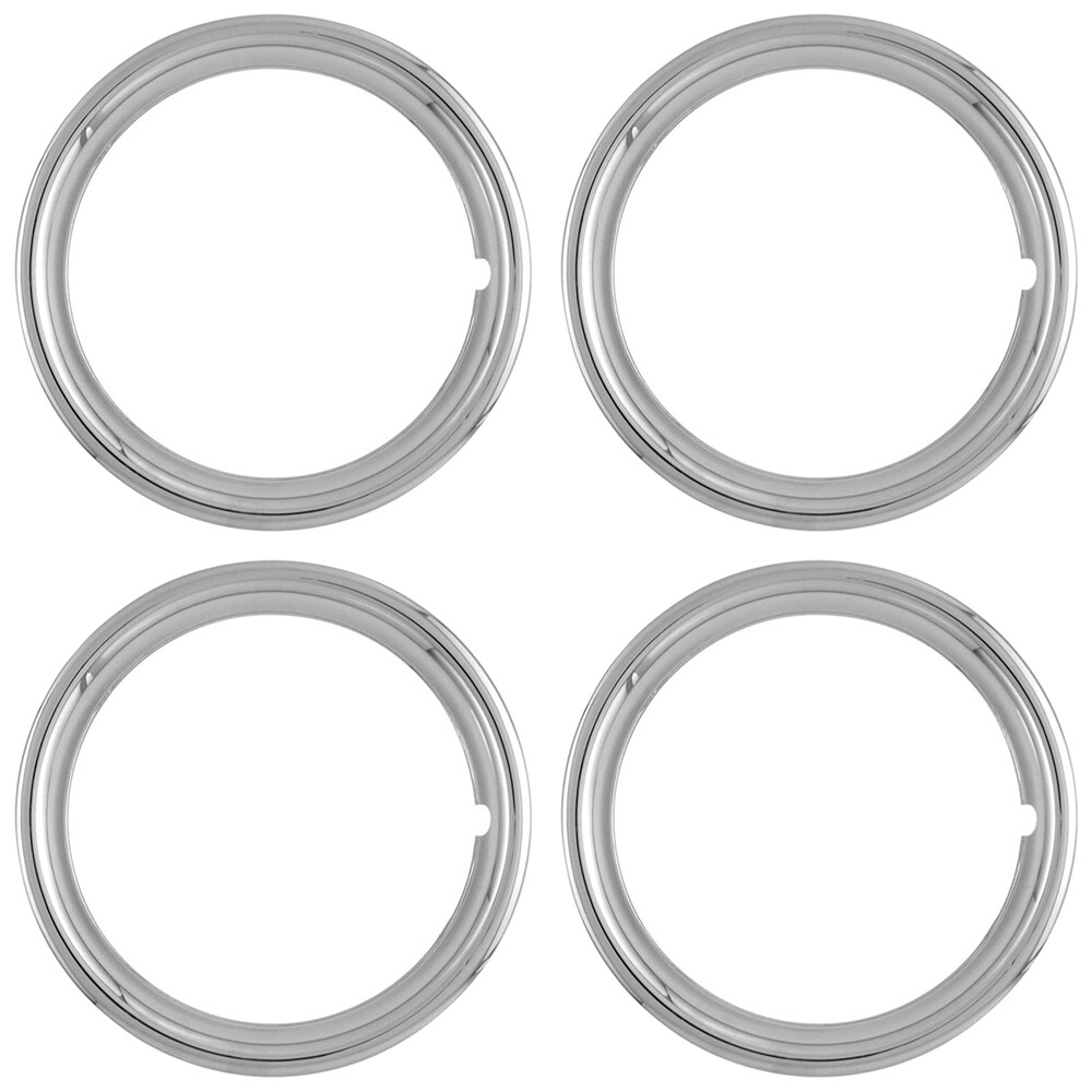 4 NEW 15' CHROME Steel Wheel Trim Rings Beauty Rims Glamour Ring Rim Edge Bands