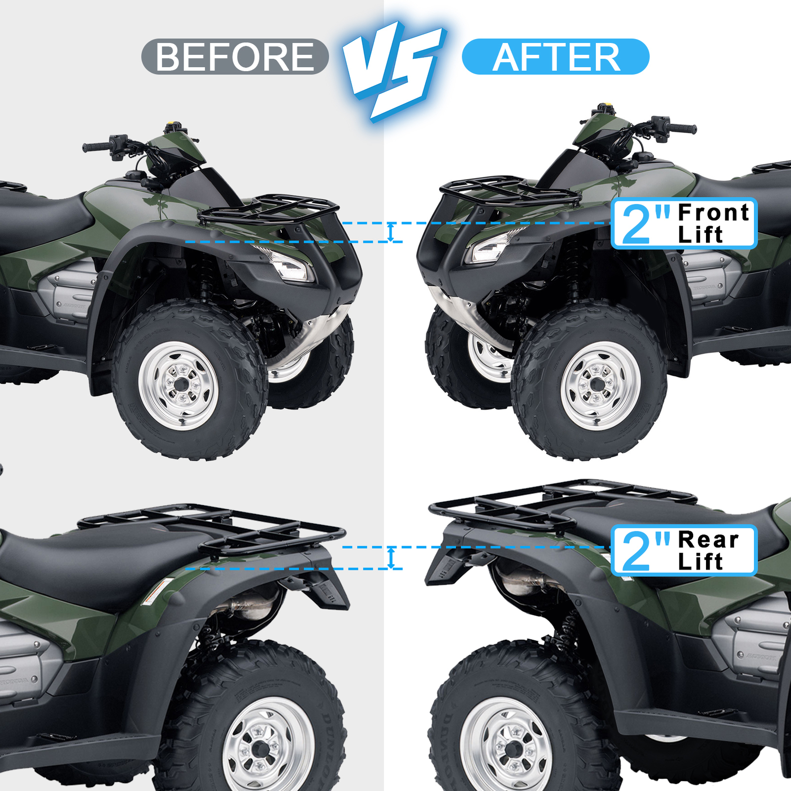 2" Lift Kit For 1997-2008 Honda Recon TRX 250 Front & Rear ATV Full Rise Black