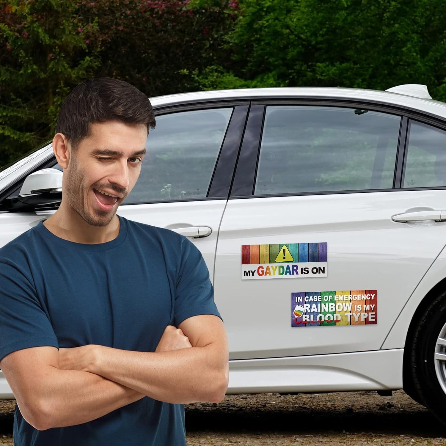 10-pack Magnetic Rainbow Bumper Decals, Funny Gay Pride Car Stickers for Vehicle