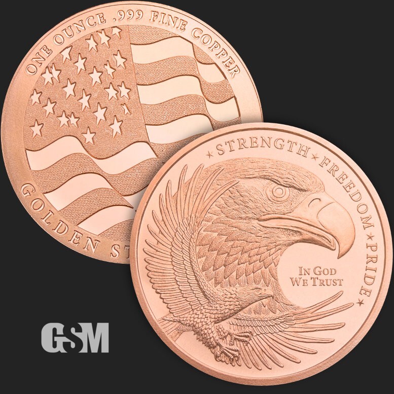 One Tube Of Copper. .999 FINE COPPER ROUNDS Random Design 20 Oz Per Tube