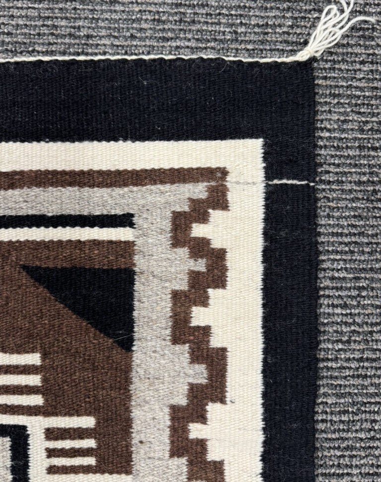 Navajo Rug, Two Gray Hills ca 1990 33.5" x 23" Very fine weave.