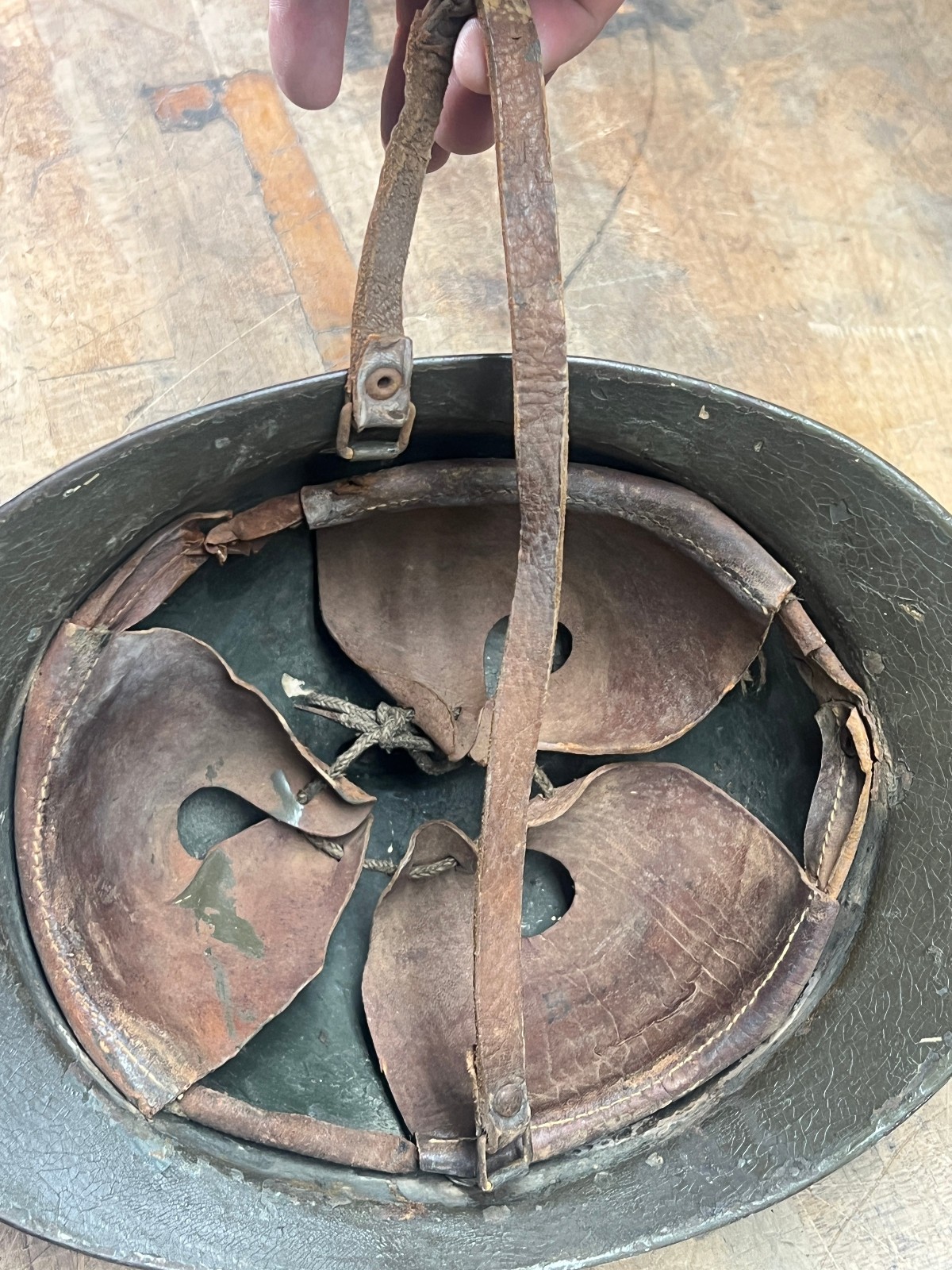 Original WWI French Adrian Helmet Adrian M1916 Italian chin strap