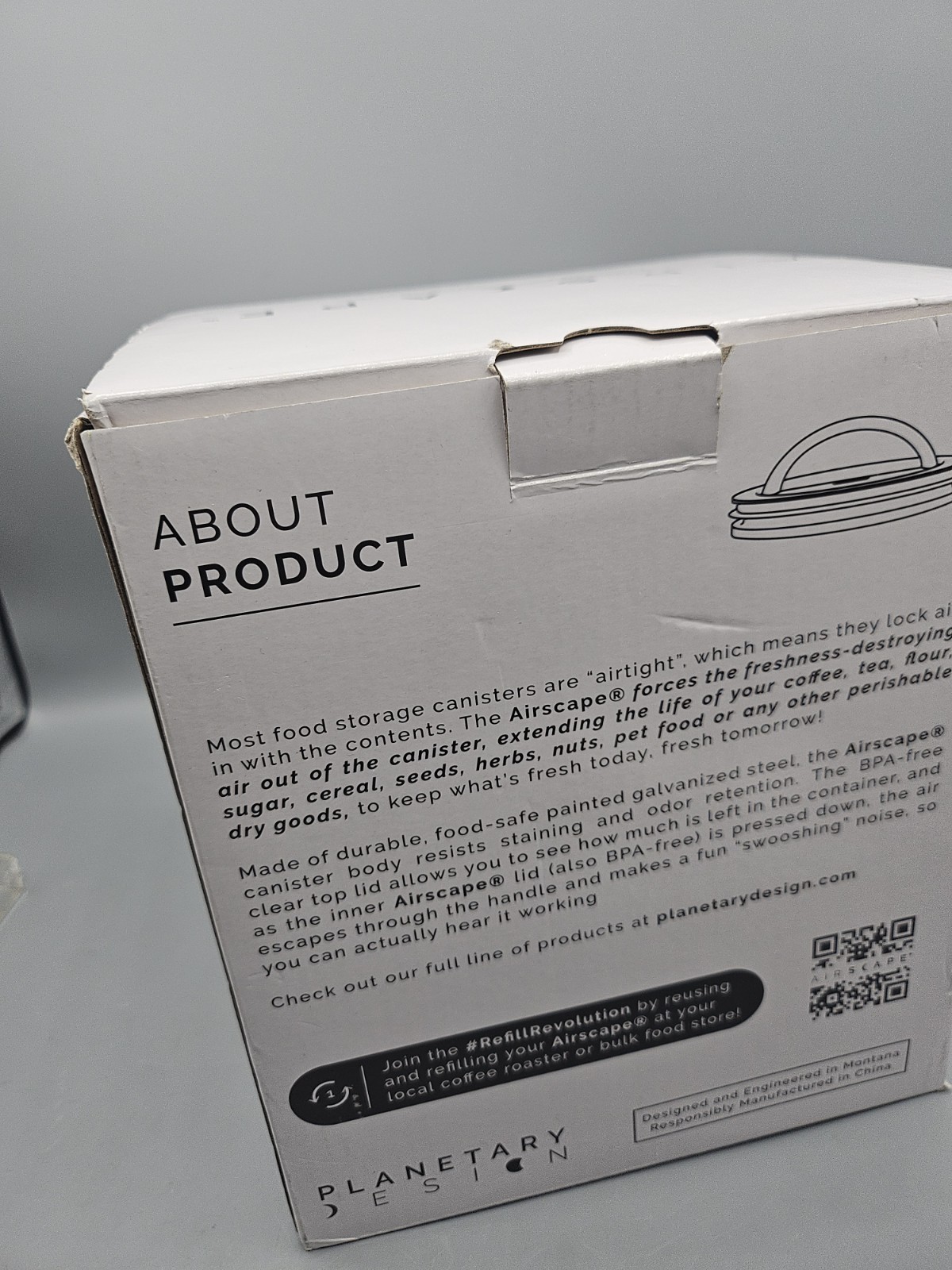 Planetary Design Airscape Kilo Coffee Storage Canister Large, Matte Gray New