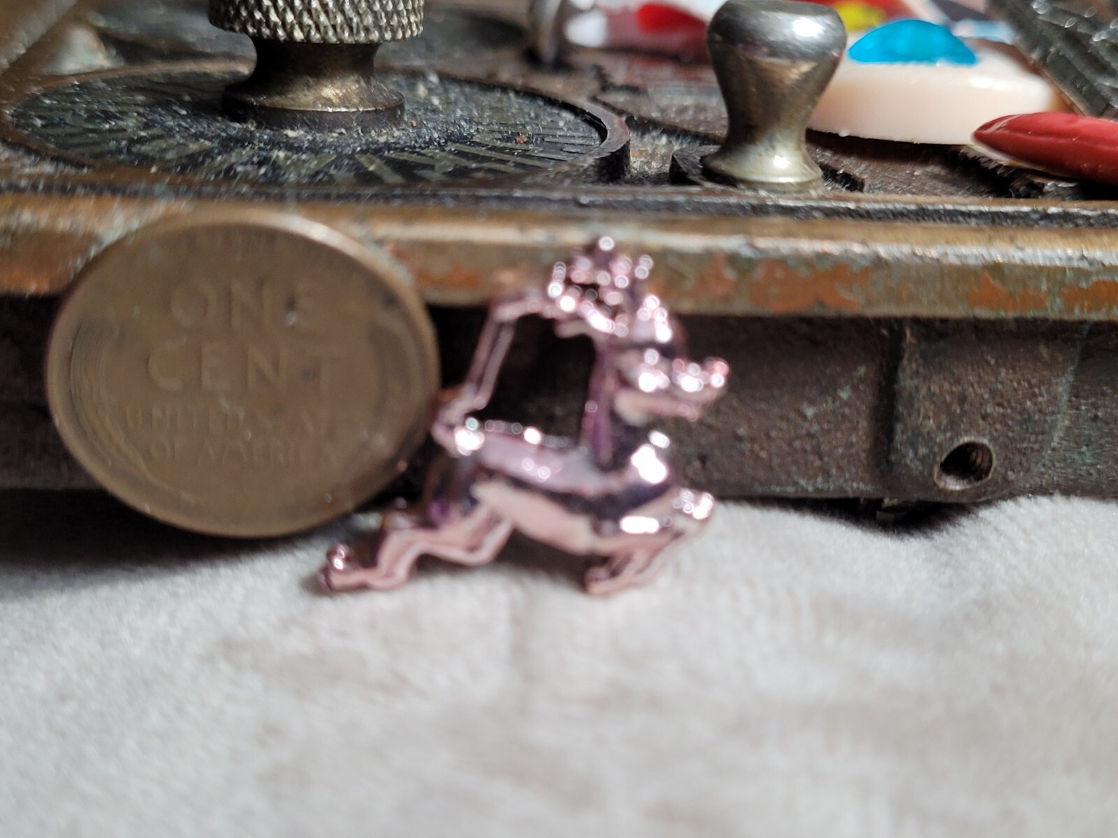 Vintage Pink RUDOLPH THE RED NOSED REINDEER gumball charm prize jewelry