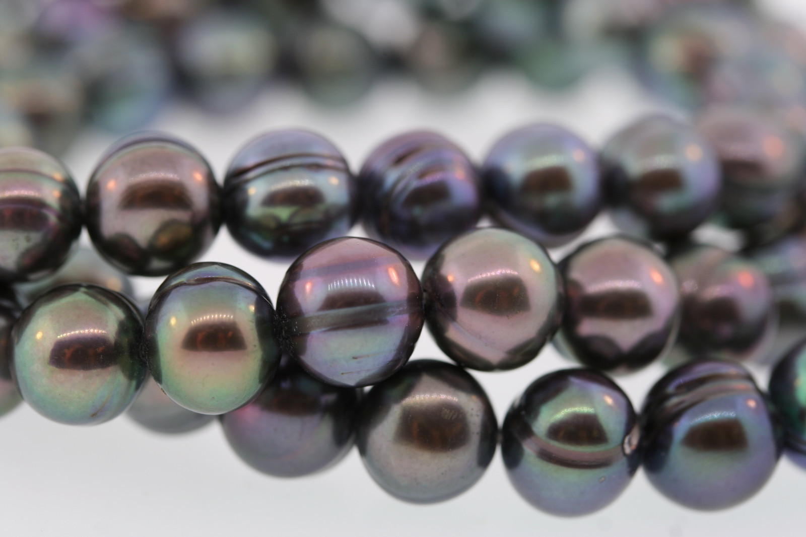 HONORA 7-8mm Genuine Cultured Freshwater Peacock Ringed Pearl Bracelet Set of 3