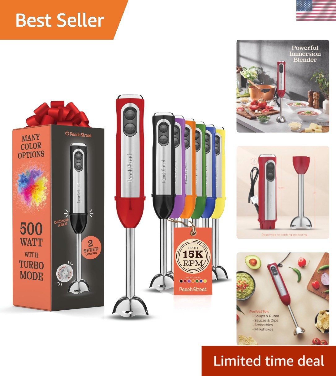 Detachable Handheld Blender with Turbo Boost - Perfect for Smoothies & Baby Food