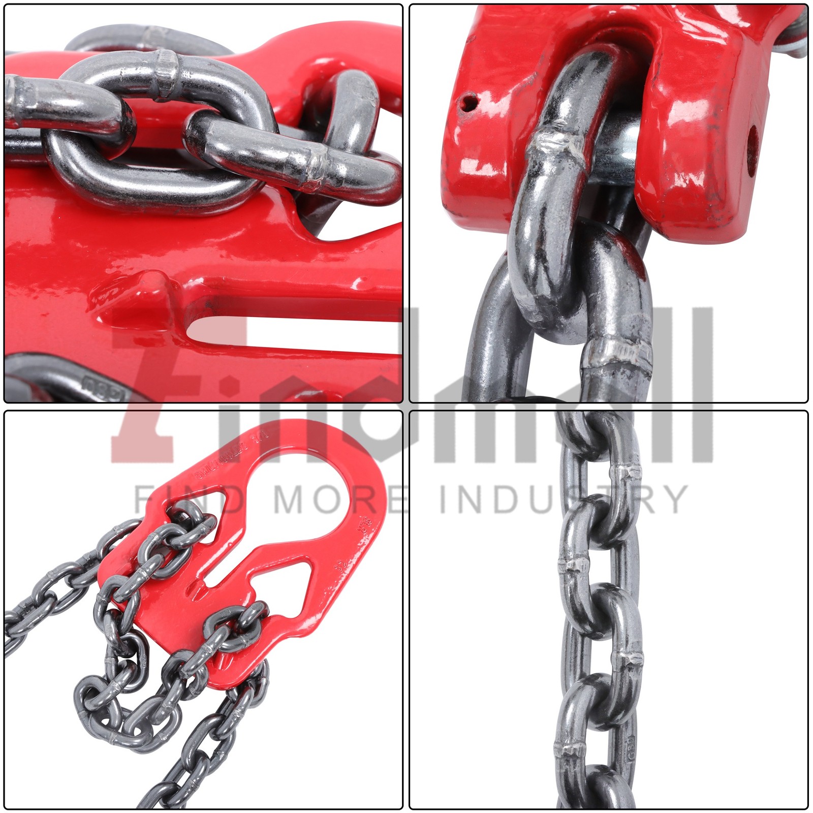 3/8" x10ft Chain Sling G80 7100lbs Lifting Chains with Adjuster Hooks 2 Legs Red