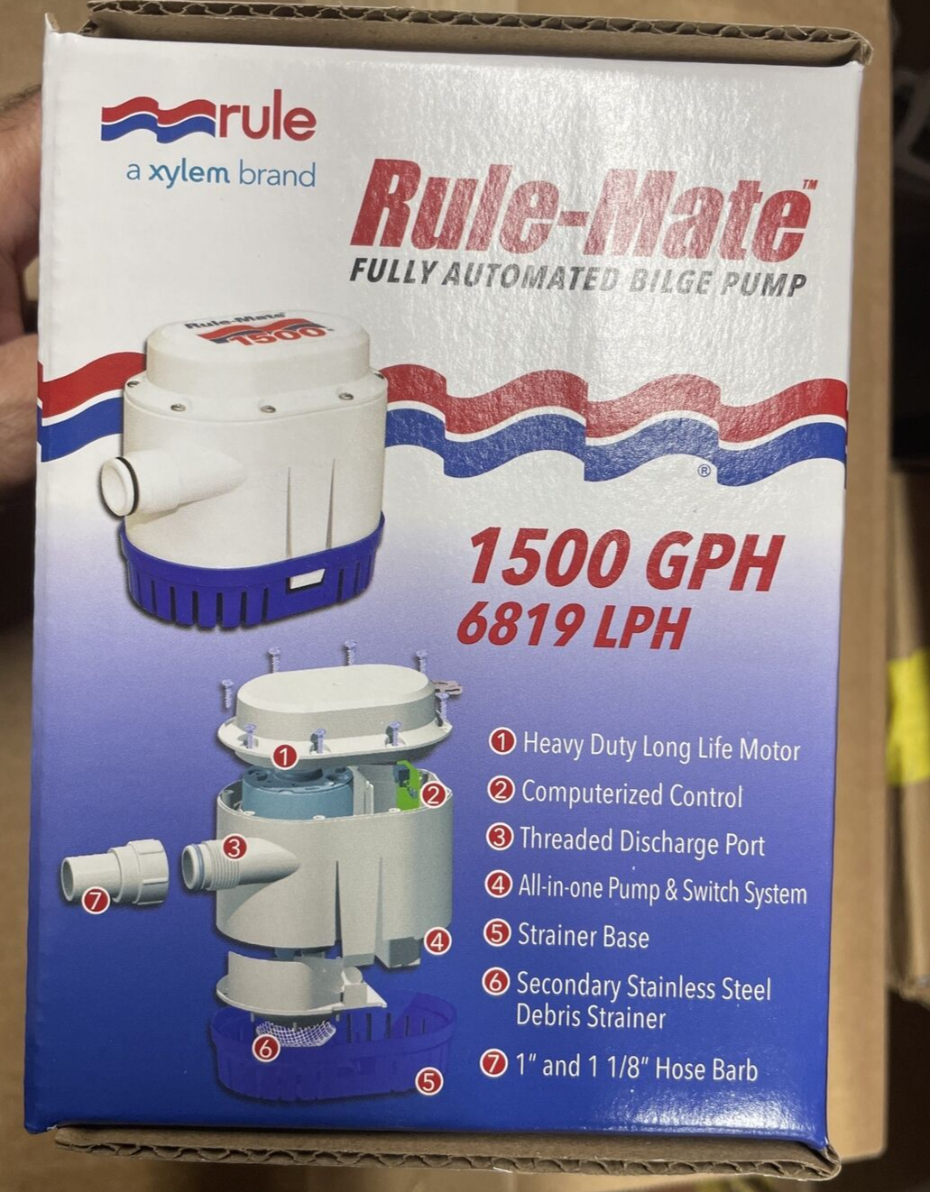 Rule RM1500 Rule-Mate 1500 GPH Fully Automated Bilge Pump 12V