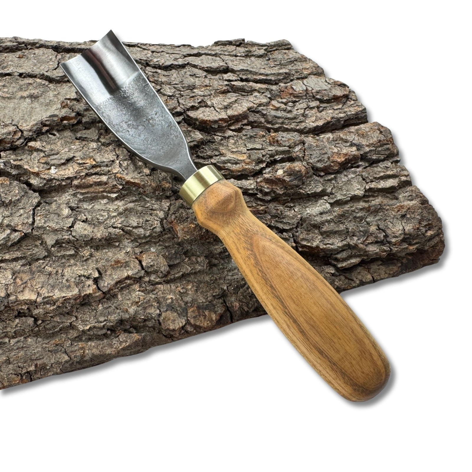 Bent Gouge – 52100 Steel Blade, Ash Handle, Custom Size, Spoon & Bowl Carving