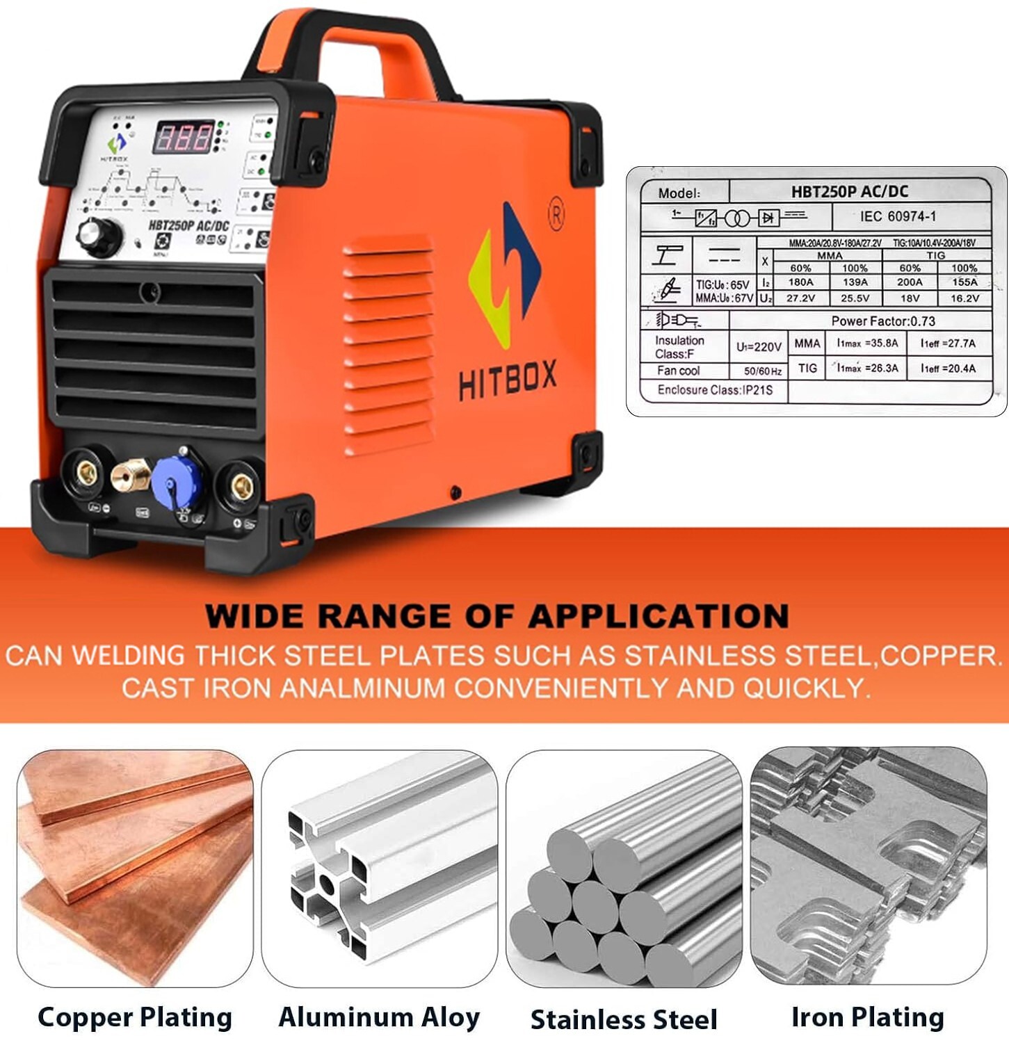 NEW HITBOX AC/DC Aluminum TIG Welder 200A Pulse Digital MMA TIG Welding Machine