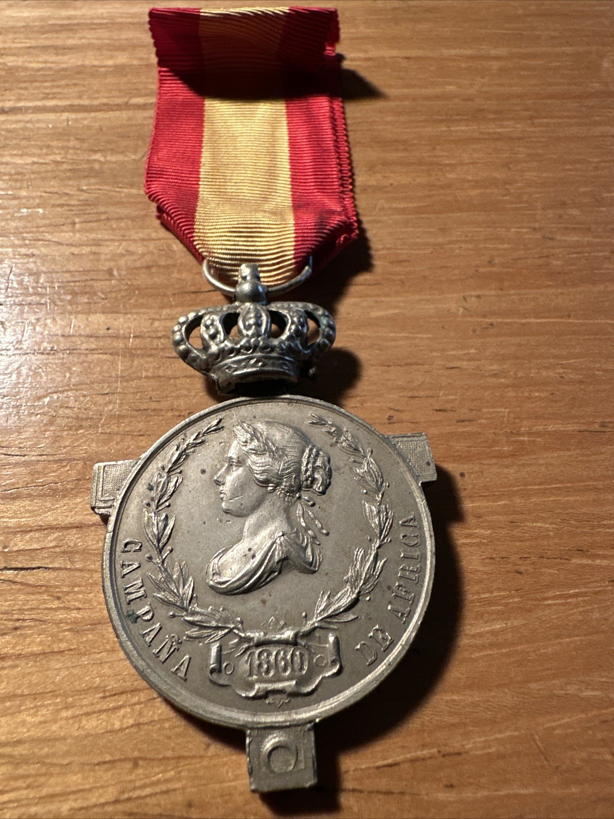 Scarce Spanish Medal Of Africa 1860 , Silver Multi Piece Construction