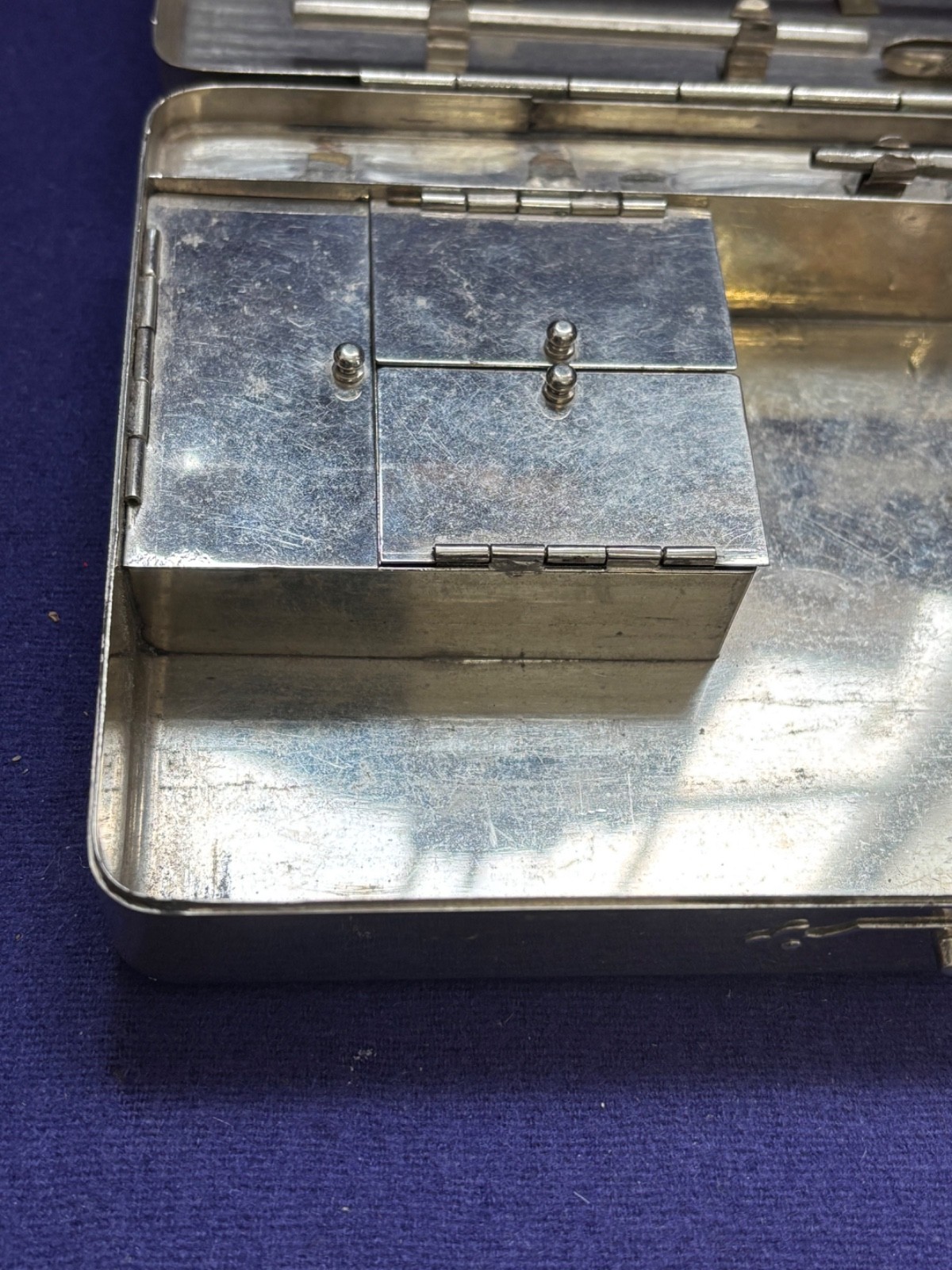 ANTIQUE VINTAGE ART DECO STEEL BOX ACUPUNCTURE KIT DISPLAY ONLY OLD ESTATE FIND