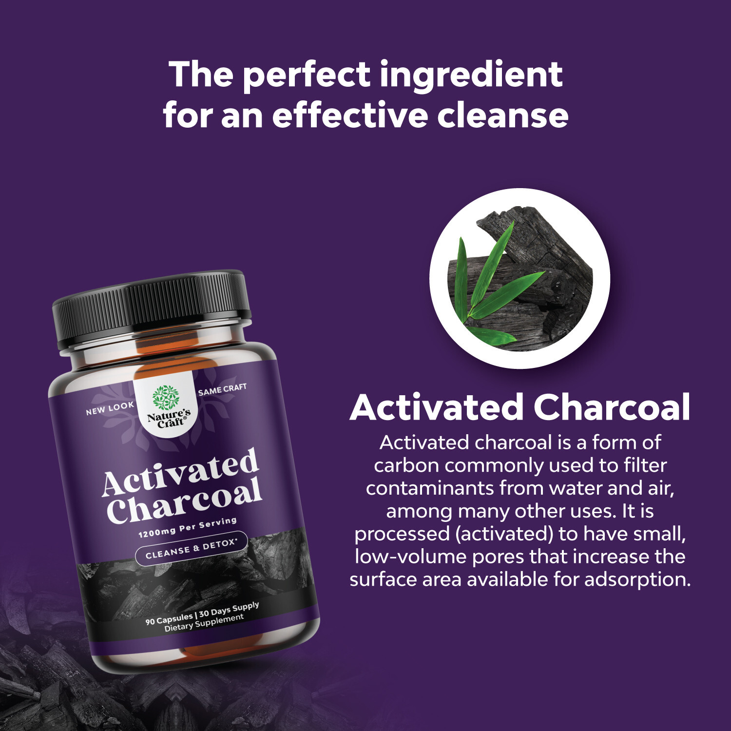 Cleanse and Detox Activated Charcoal Capsules - Purifying Detox Pills