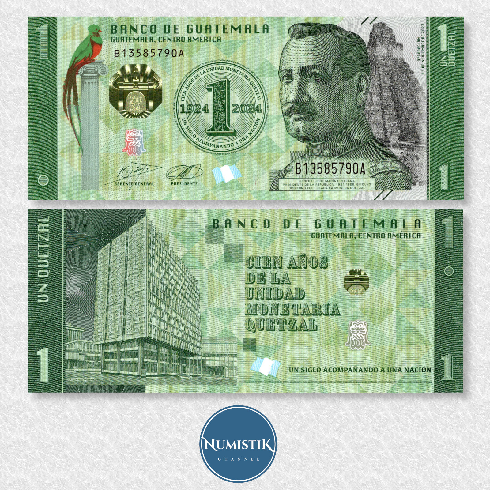 Guatemala 1, 5 & 20 Quetzals -Commemorative- UNC Banknote Set