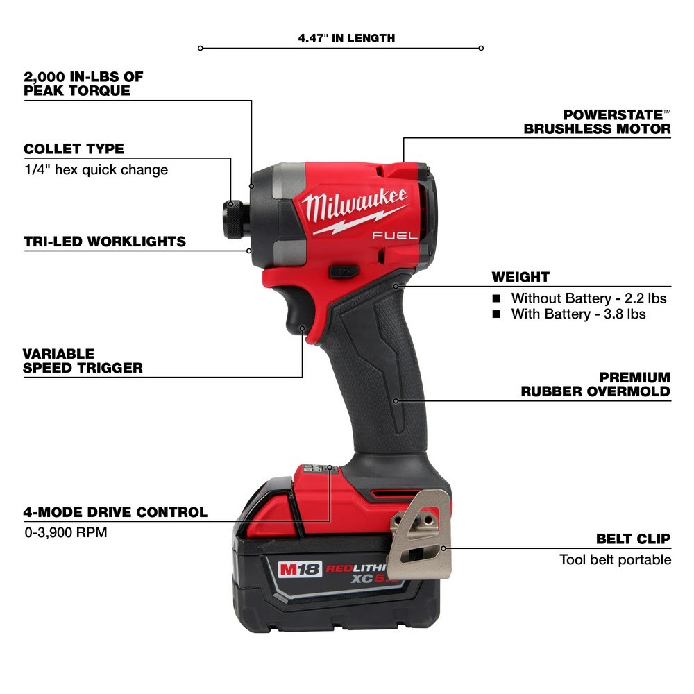 Milwaukee 3697-22 M18 FUEL 18V 2-Tool Combo Kit (Hammer Drill & Impact Driver)