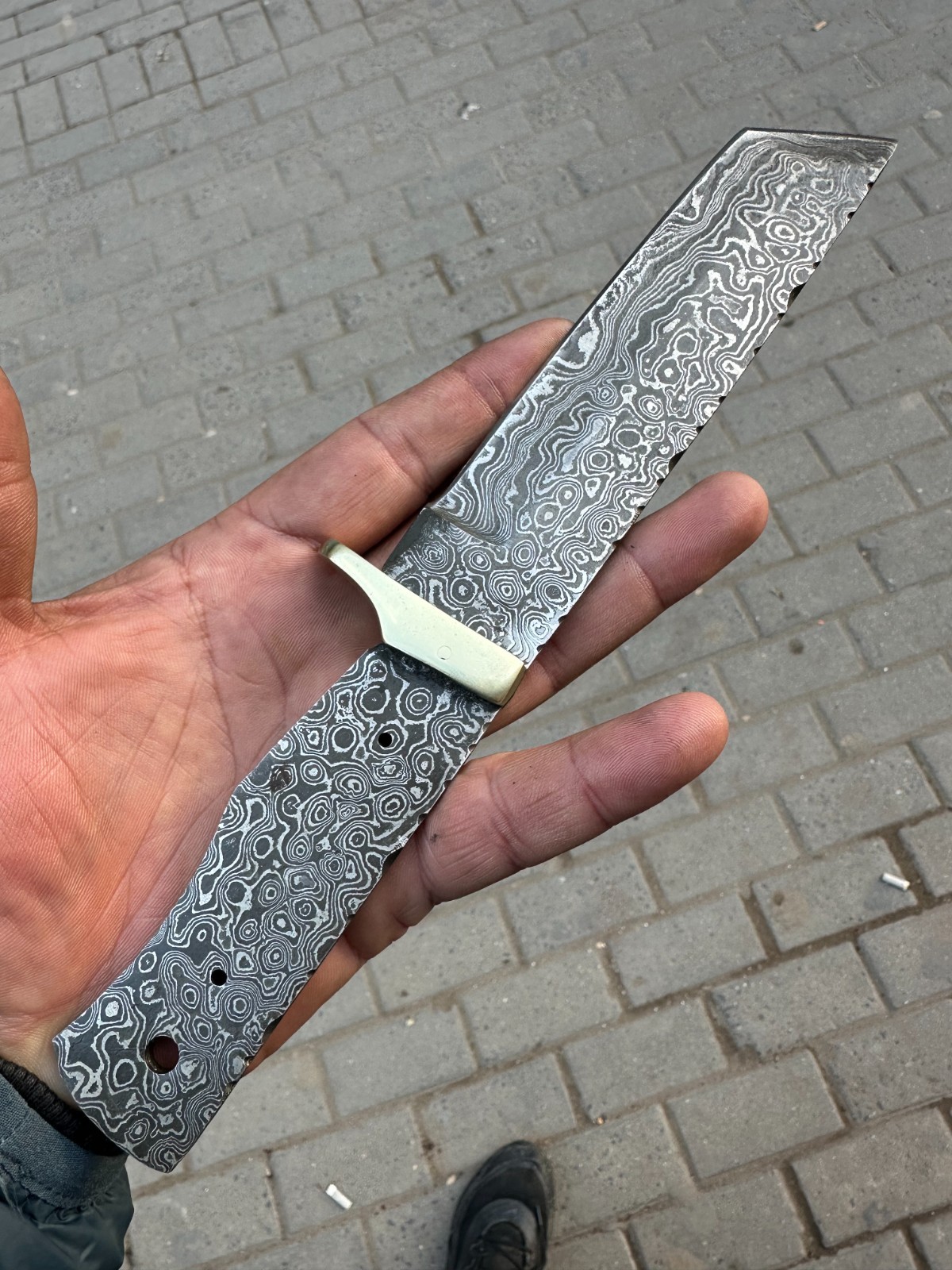 10"HAND FORGED DAMASCUS STEEL TANTO HUNTING BLANK BLADE KNIFE FULL TANG 1323