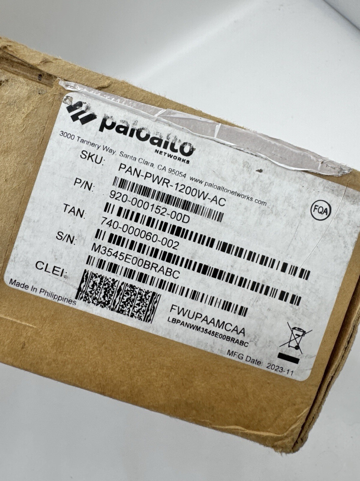 Palo Alto PAN-PWR-1200W-AC Networks PA-5200 Series 1200 Watt AC Power Supply NEW