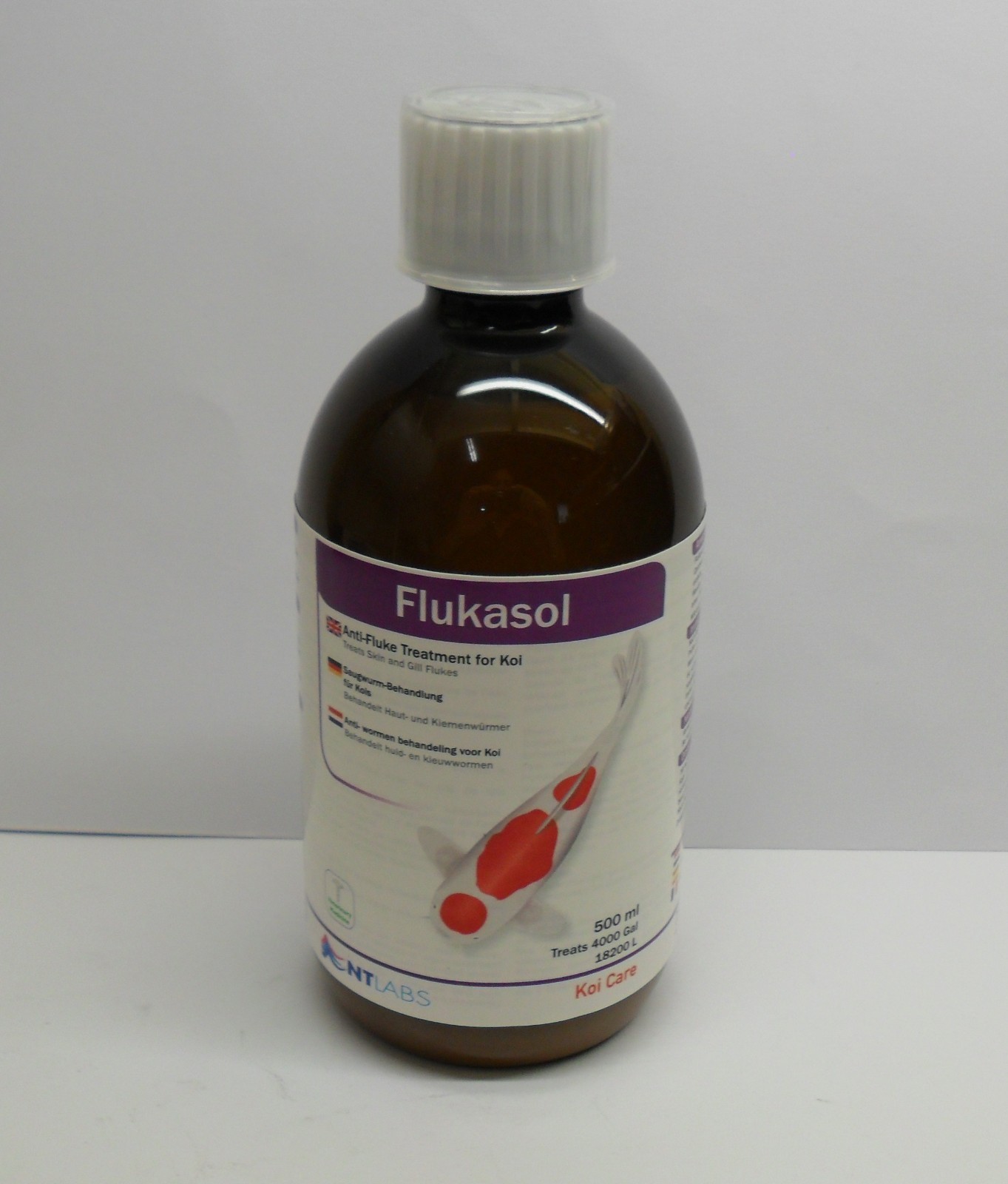 NT LABS Koi Care Flukasol Flubendazole Suspension 500ml Treats Skin & Gill Fluke