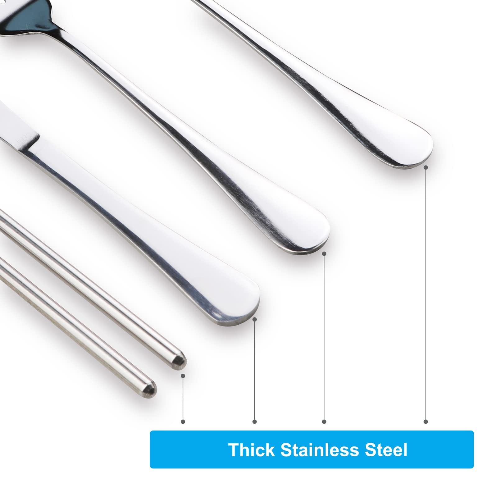 Portable Silverware Set with Case, Lengnoyp Travel Camping Utensils Set, Prem...