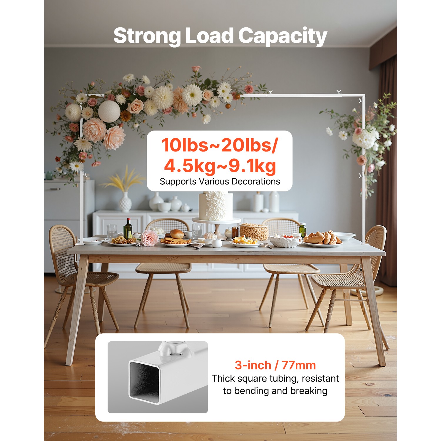 Over The Table Rod Stand with Clamps 28-98" Adjustable Metal Wedding Party Decor