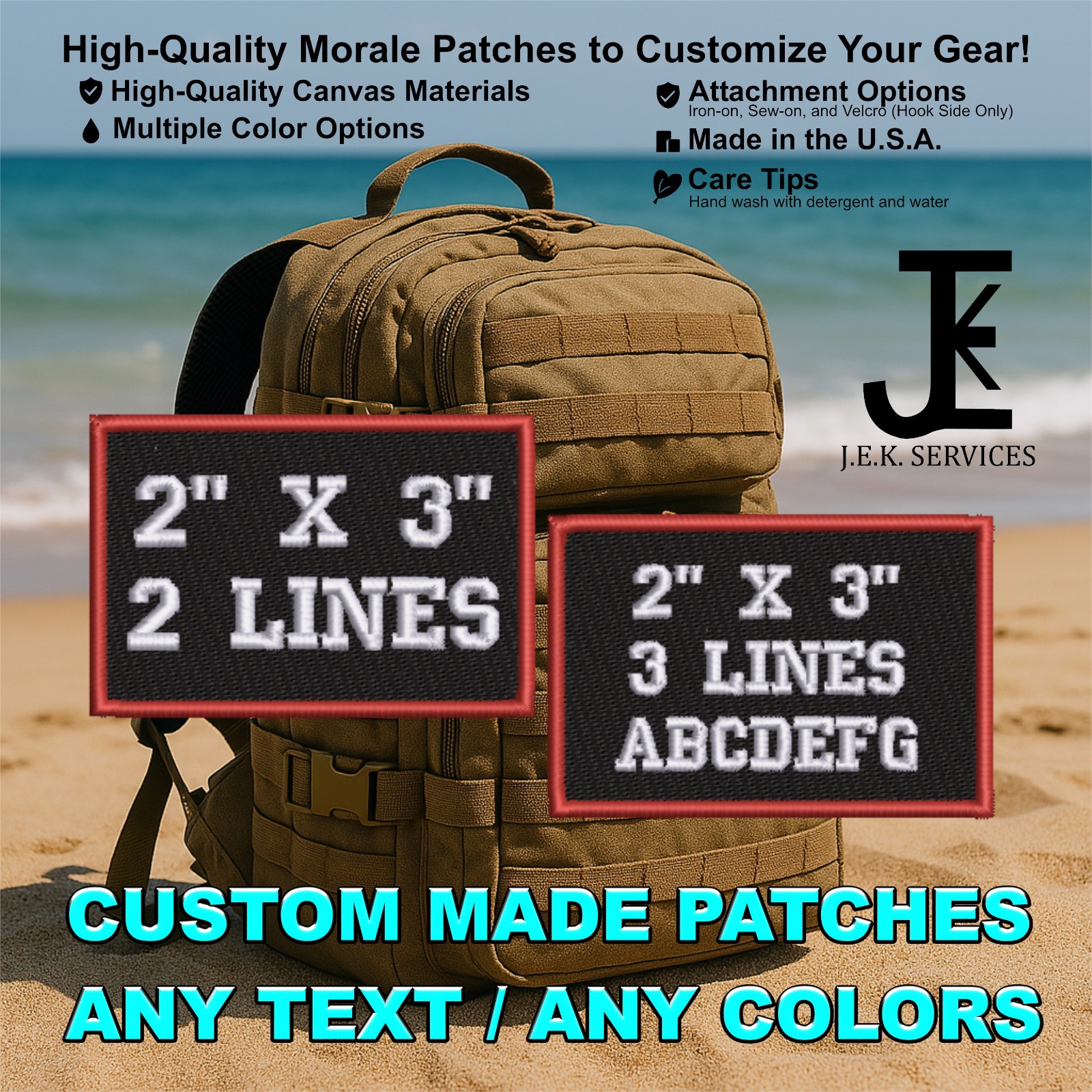 Custom Made Embroidered Name Tags & Patches (Multiple Sizes, Any Color & Text)