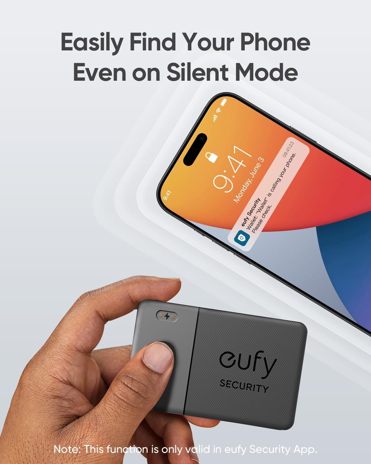 eufy SmartTrack Card E30 Bluetooth Tracker Rechargeable Work with Apple Find My