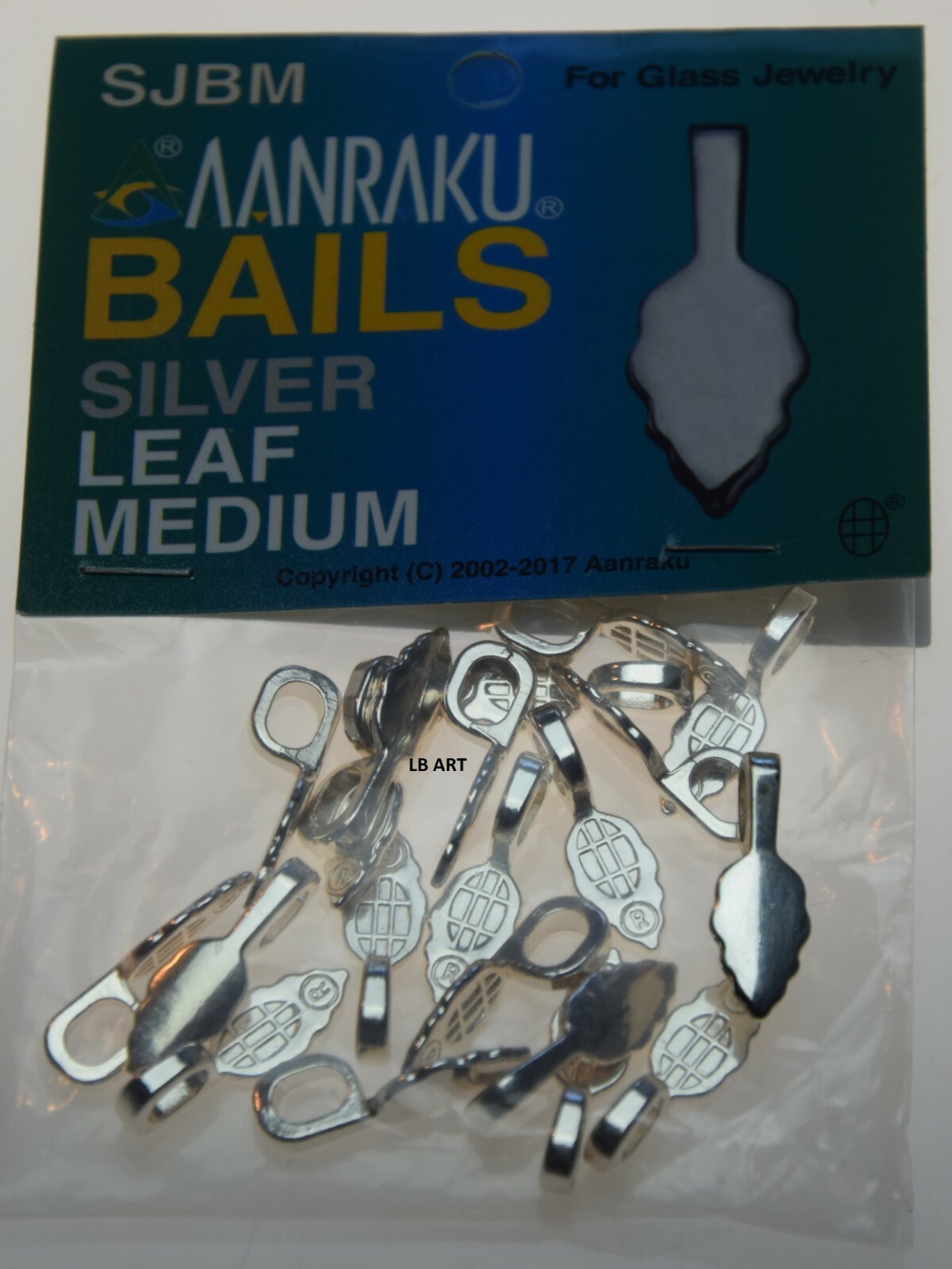 New Sealed 25 pack AANRAKU Medium Silver Plated Leaf Pendant Bails
